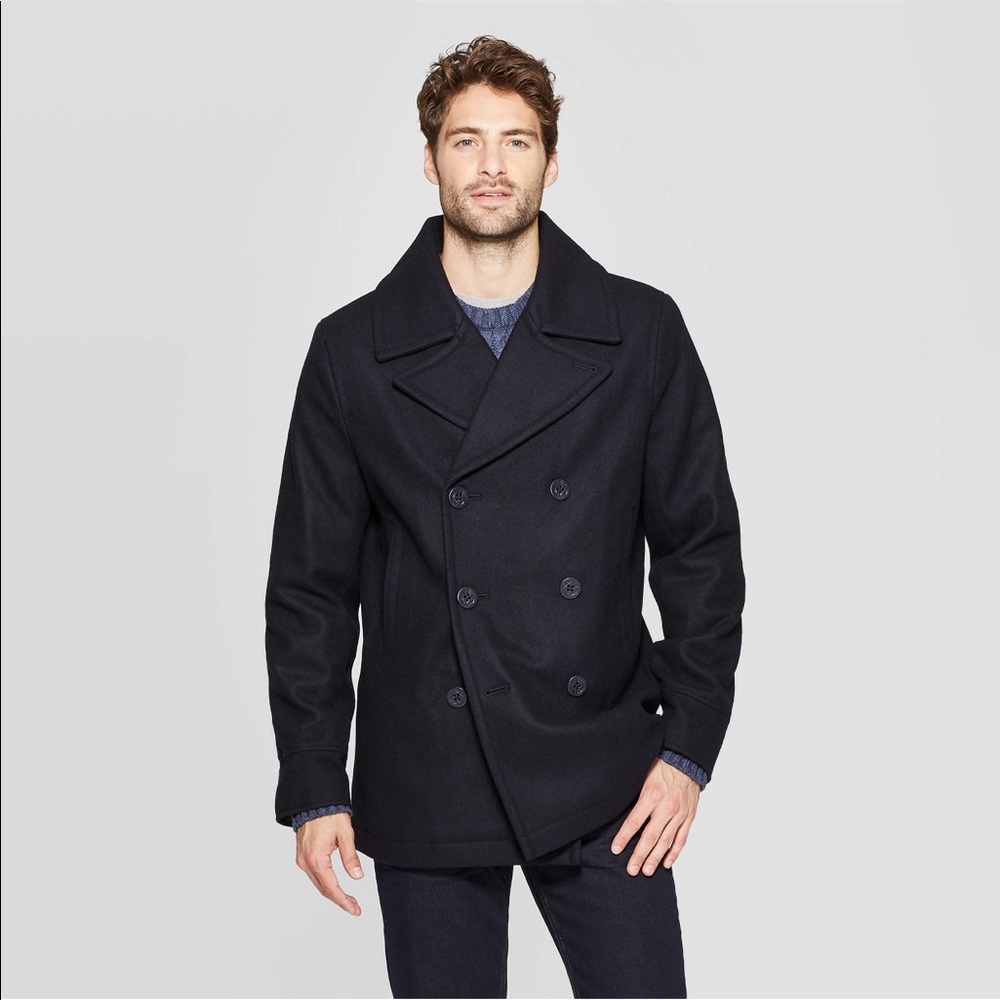 Men’s Goodfellow & Co Standard Fit Pea Coat - Navy